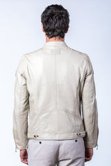 Blouson en cuir Steve McQueen Dennis 2 ecru Homme