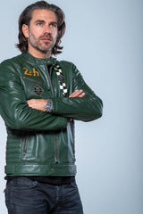 Blouson en cuir 24H Le Mans Edgar vert Homme