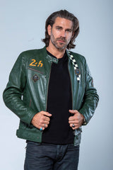 24H Le Mans Edgar green leather jacket for men