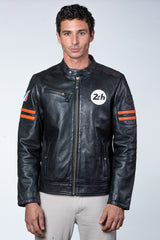 Blouson en cuir 24H Le Mans Erwan noir Homme