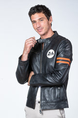 Blouson en cuir 24H Le Mans Erwan noir Homme