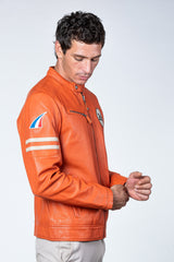 Blouson en cuir 24H Le Mans Erwan orange Homme