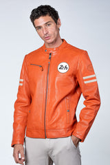 Blouson en cuir 24H Le Mans Erwan orange Homme