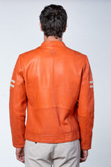 Blouson en cuir 24H Le Mans Erwan orange Homme