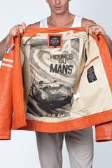 Blouson en cuir 24H Le Mans Erwan orange Homme