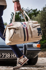 Sac de voyage en cuir Steve McQueen Nolan 6 48h ecru