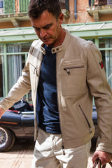 Blouson en cuir Steve McQueen Dennis 2 ecru Homme