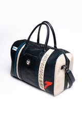 Ari Vatanen Flynn Finn 72h navy blue leather travel bag