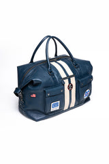 Carroll Shelby GT500 72h royal blue leather travel bag