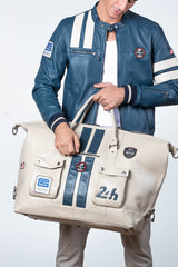 Carroll Shelby x Le Mans GT500 72h ecru leather travel bag