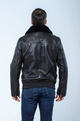 Blouson en cuir Steve McQueen Gavin noir Homme