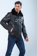 Blouson en cuir Steve McQueen Gavin noir Homme