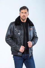 Blouson en cuir Steve McQueen Gavin noir Homme