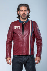 Blouson en cuir Steve McQueen Gus 5 rouge foncé Homme