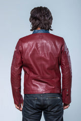 Blouson en cuir Steve McQueen Gus 5 rouge foncé Homme