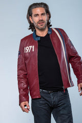 Blouson en cuir Steve McQueen Gus 5 rouge foncé Homme