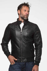 Blouson en cuir Steve McQueen Harry 4 noir Homme