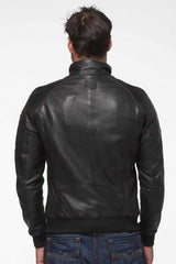 Blouson en cuir Steve McQueen Harry 4 noir Homme