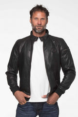 Blouson en cuir Steve McQueen Harry 4 noir Homme