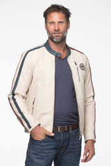 Blouson en cuir Steve McQueen Jesse ecru Homme