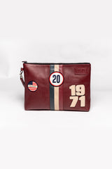 Pochette en cuir Steve McQueen Jim 6 rouge foncé Homme