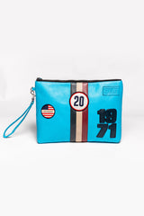 Pochette en cuir Steve McQueen Jim 6 bleu nordique Homme