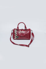 Dark red 24H Le Mans Jodie leather bowling handbag