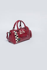 Dark red 24H Le Mans Jodie leather bowling handbag