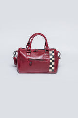 Dark red 24H Le Mans Jodie leather bowling handbag