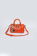 24H Le Mans Jodie orange leather bowling handbag