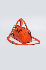 24H Le Mans Jodie orange leather bowling handbag