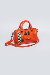 24H Le Mans Jodie orange leather bowling handbag