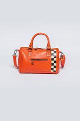 24H Le Mans Jodie orange leather bowling handbag