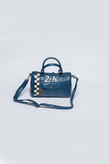 Royal blue 24H Le Mans Jodie leather bowling handbag