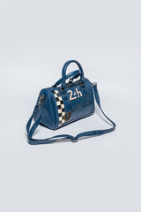 Royal blue 24H Le Mans Jodie leather bowling handbag