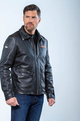 Blouson en cuir Steve McQueen Joshua noir Homme