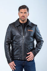 Blouson en cuir Steve McQueen Joshua noir Homme