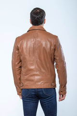 Blouson en cuir Steve McQueen Joshua tabac Homme