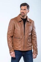 Blouson en cuir Steve McQueen Joshua tabac Homme