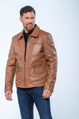 Blouson en cuir Steve McQueen Joshua tabac Homme