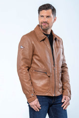 Blouson en cuir Steve McQueen Joshua tabac Homme