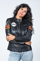 Blouson en cuir 24H Le Mans Julia noir Femme