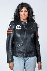 Blouson en cuir 24H Le Mans Julia noir Femme