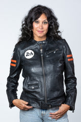 Blouson en cuir 24H Le Mans Julia noir Femme