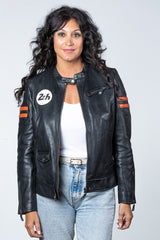 Blouson en cuir 24H Le Mans Julia noir Femme