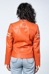 Blouson en cuir 24H Le Mans Julia orange Femme