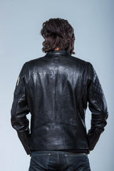 Blouson en cuir Steve McQueen Lenny 5 noir Homme