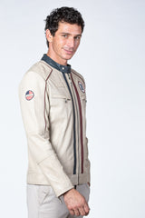 Blouson en cuir Steve McQueen Liam ecru Homme