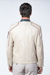 Blouson en cuir Steve McQueen Liam ecru Homme