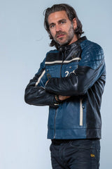 24H Le Mans Lino royal blue leather jacket for Men